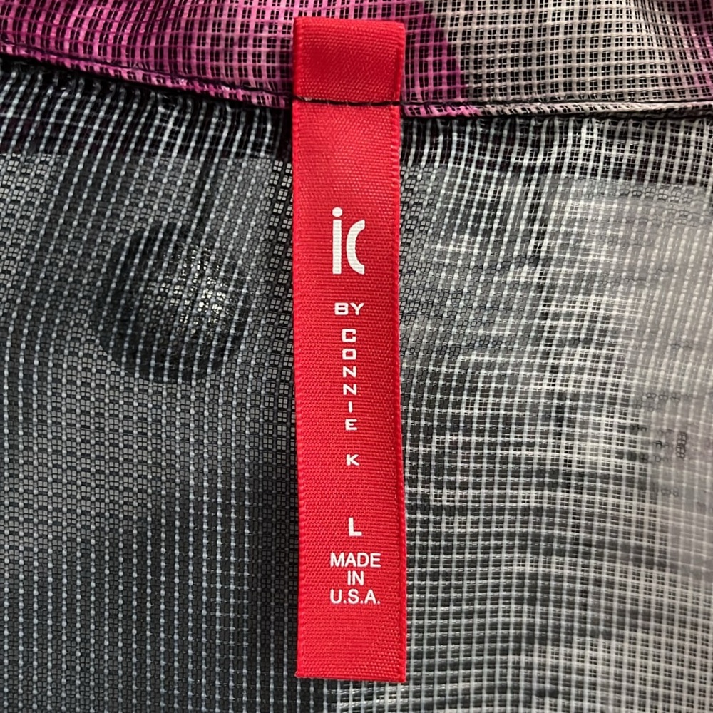 IC by Connie K Chic Sheer Black and Pink Open Front Cardigan Size Large - Picture 3 of 4